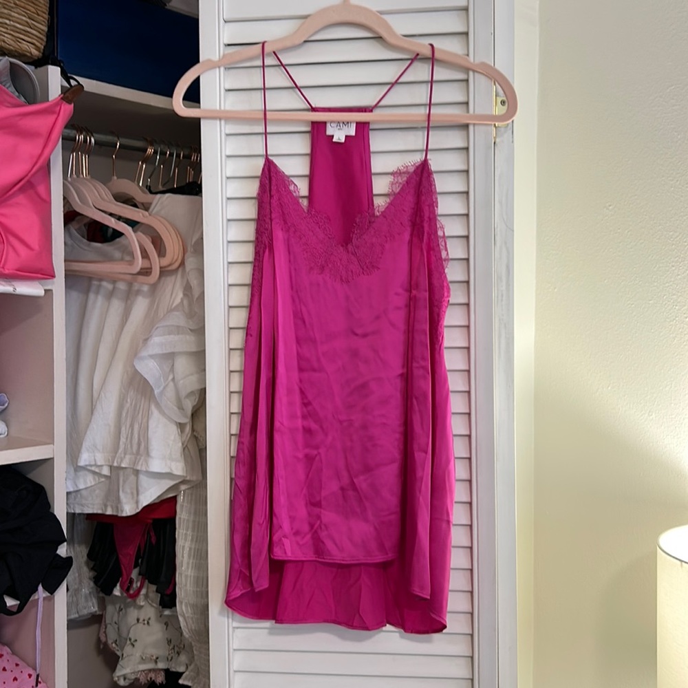 CAMI NYC 100% silk hot pink tank